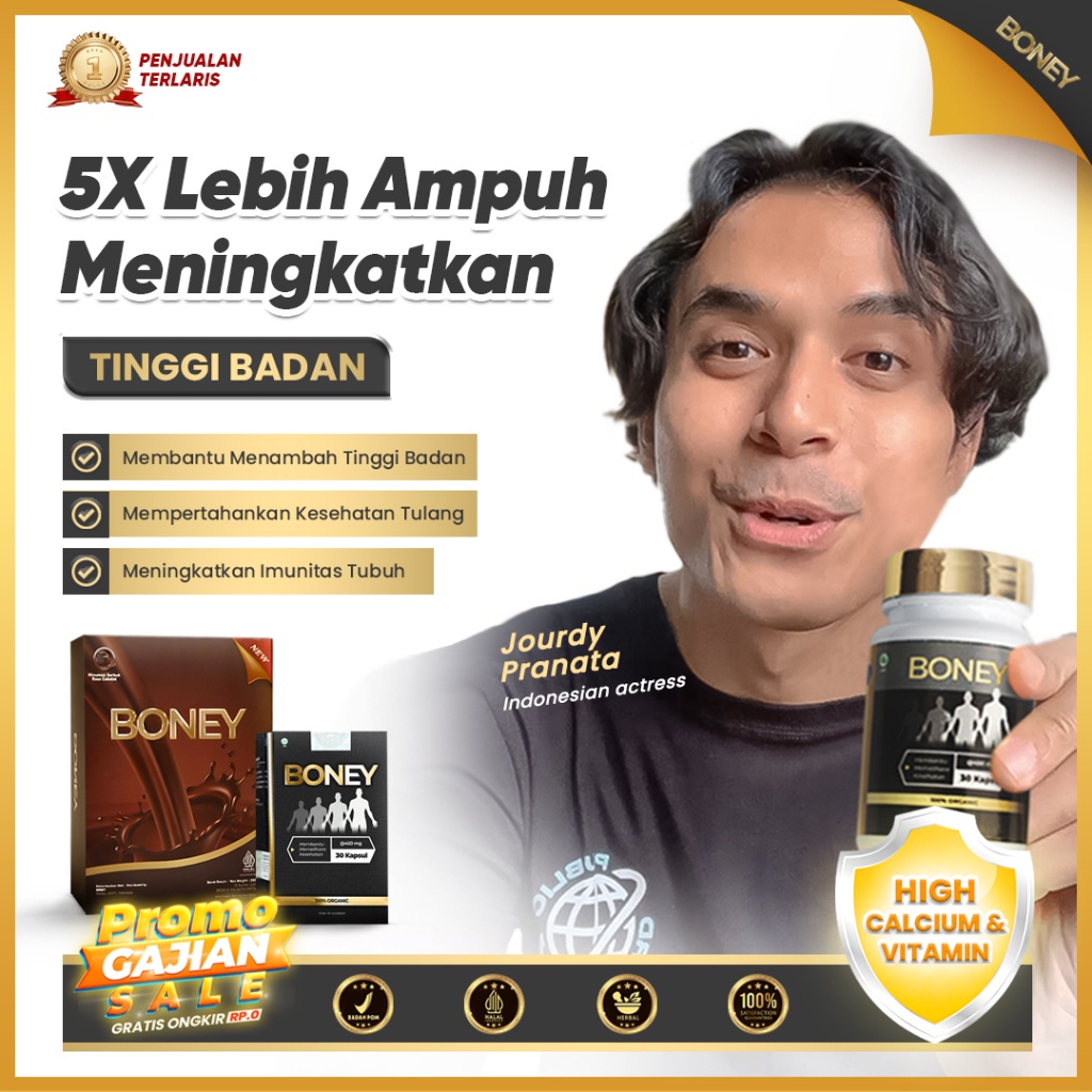 [ORI TERLARIS] BONEY/ KAPSUL PENINGGI SUPER NO.1 / 100% ORIGINAL / MEMBANTU PERTUMBUHAN TULANG / VIT