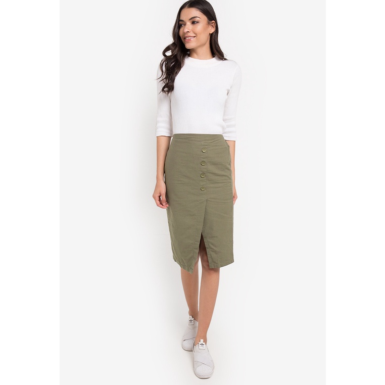 Logo Jeans Rok Midi Naomi Army 52035L5AR