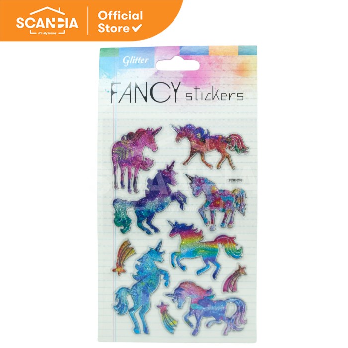 

SCANDIA Stiker Stickers Glitter Tropical Designs Unicorn (SL0361)