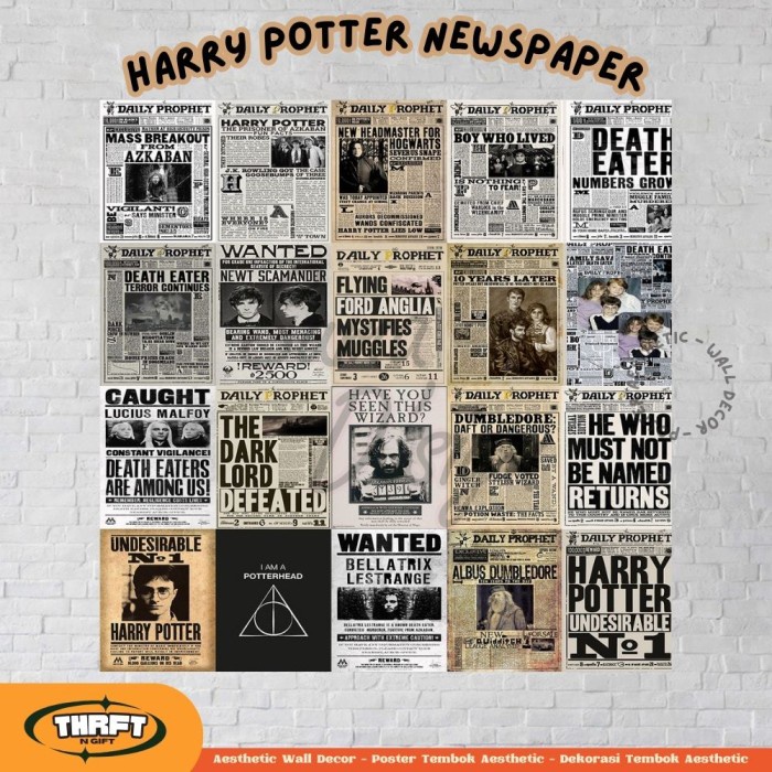 Poster Aesthetic Collage Wall - Harry Potter News Paper Series A4