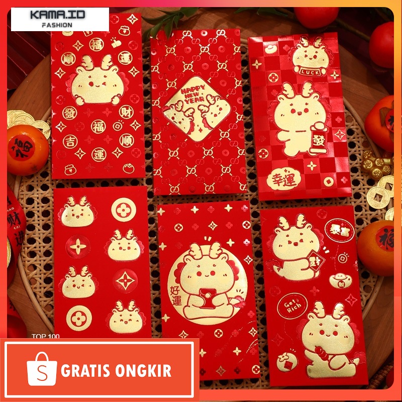

Angpao Imlek / [PANJANG 6PCS ANGPAO IMLEK] Angpao Amplop Sincia Imlek Premium Tebal shio NAGA DRAGON / Angpau Chinese New Year CNY Merah FU NAGA lucu