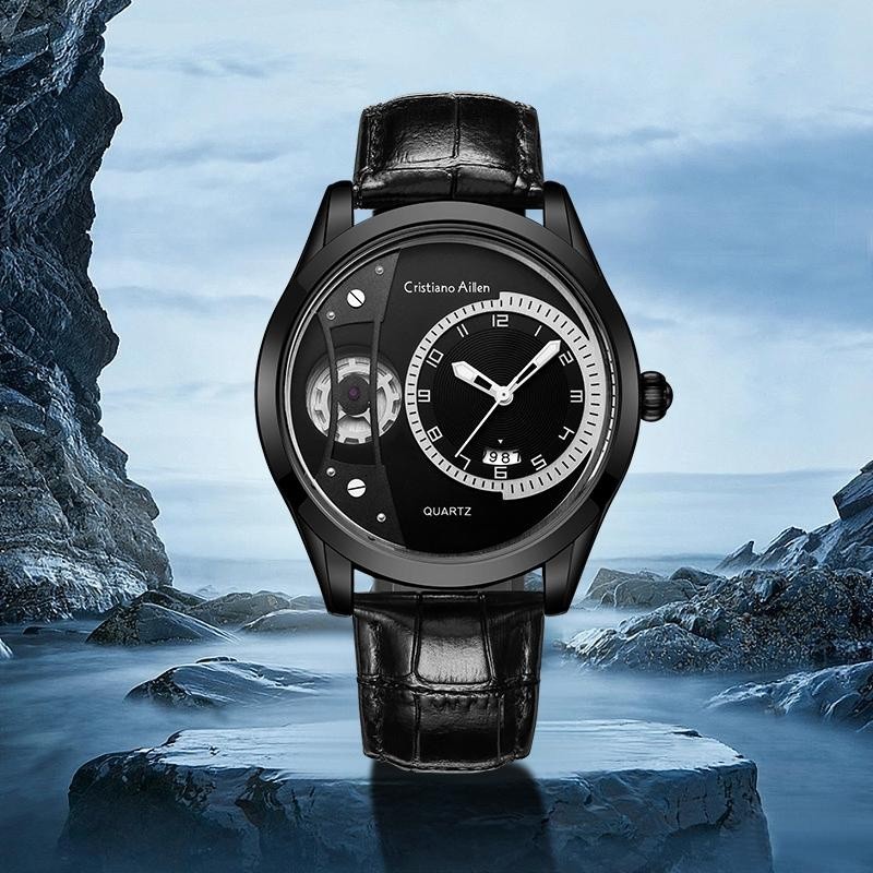 Buy 1 Get 1   Trendy Cristiano Aillen Jam Tangan Wanita Kuarsa 870 Kulit Water Resistant 3 Atm