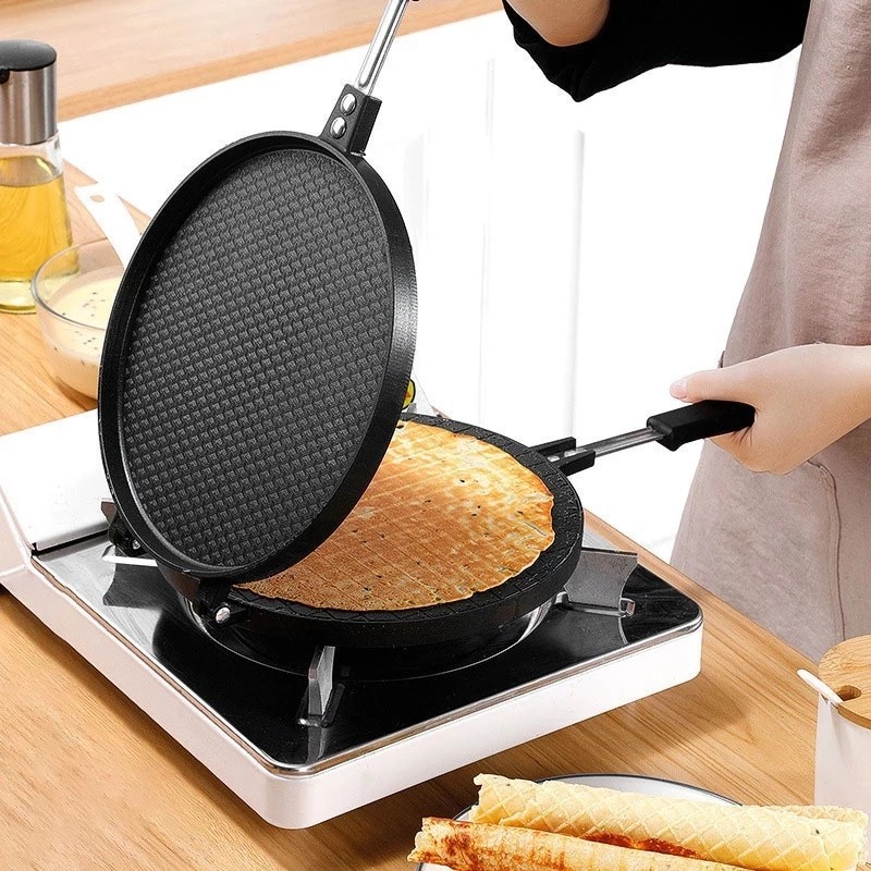 Cetakan Waffle Round Shape Dessert Mold Mode Gulung Telur Wafel Omelet Anti Lengket untuk Loyang Kue