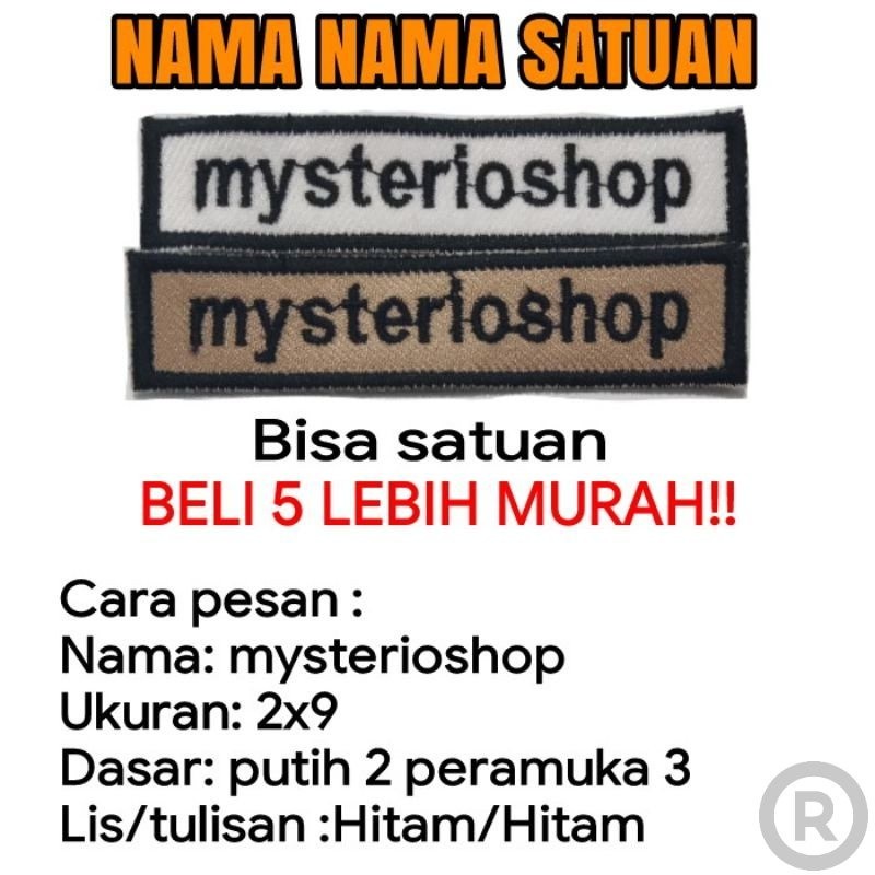 Bordir custom Bordir nama seragam sekolah/bet nama, bordir nama, patch emblem nama, patch nama Bordi