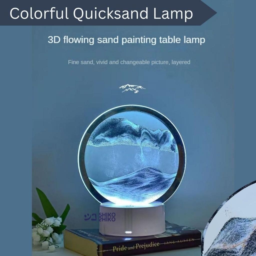 LPSclf Quicksand Lamp Lampu hias Jam Pasir Bulat Colorful Rainbow Night Lamp 5 warrna LED dengan kab