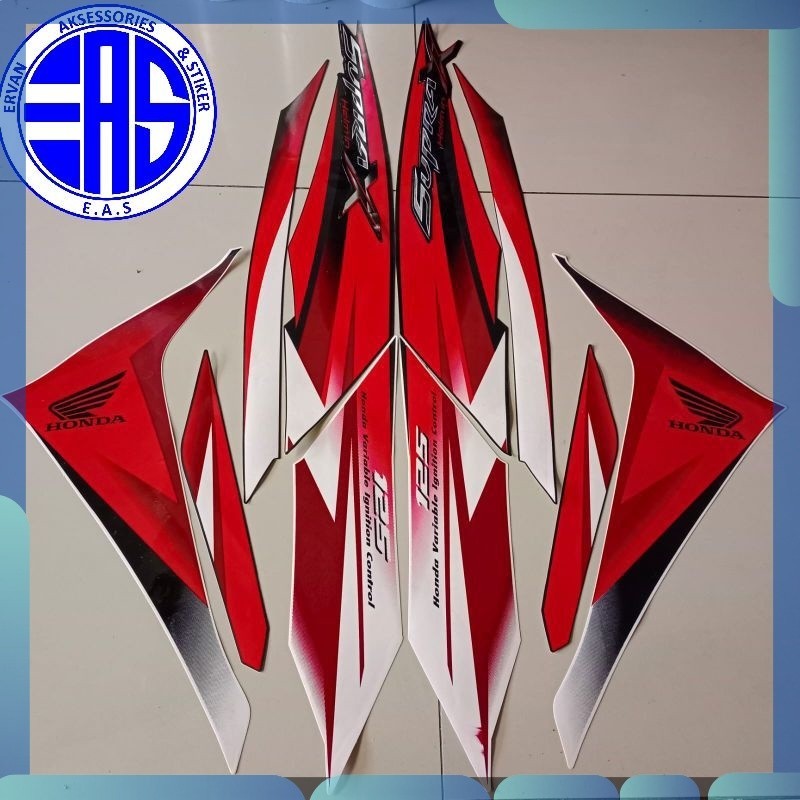 Stiker Striping honda supra x 125 r helm in 2010 2011 merah  standar bagus