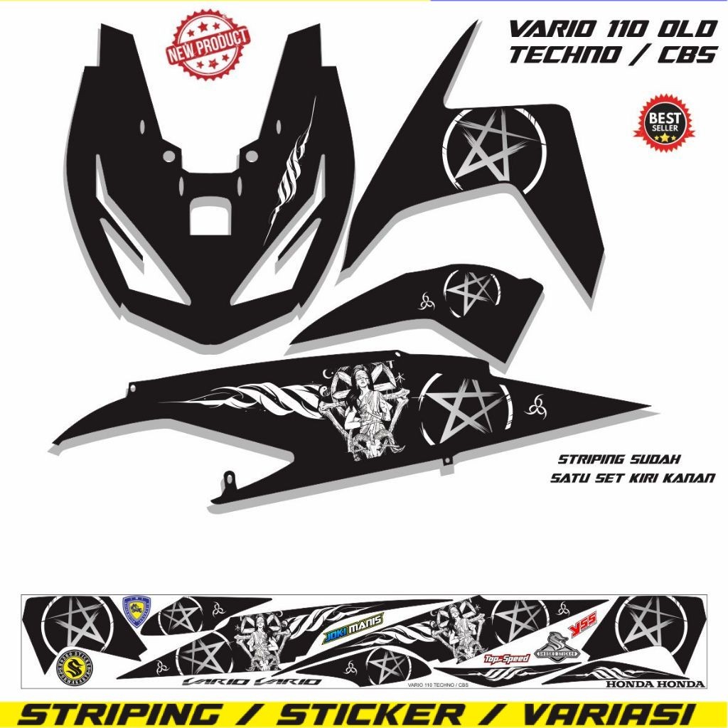 MOTIP STICKER MOTOR VARIO TECHNO OLD 110 /STIKER VARIO 110cc LAMA CARBU TECHNO