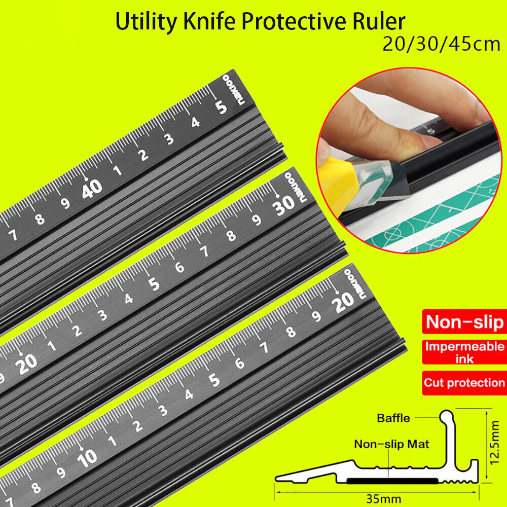 

20/30/45cm Non-slip Zine Alloy Ruler Marking Metal Safety Cutting School Art Craft New School Office Suppliers