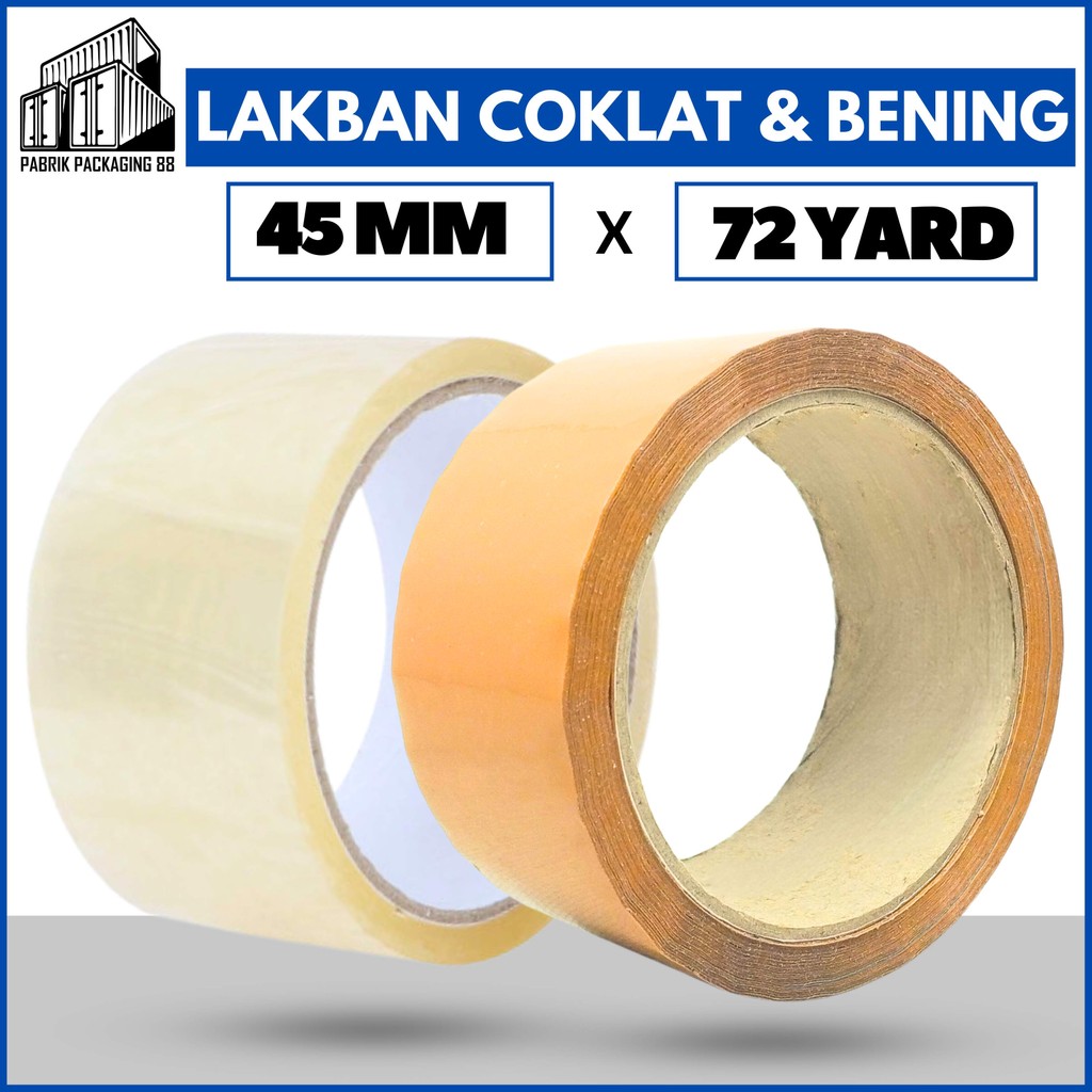 

Lakban Bening Coklat 2 Inch 72 Yard Plakban Bening Coklat 45MM 2” Inci 72Yard