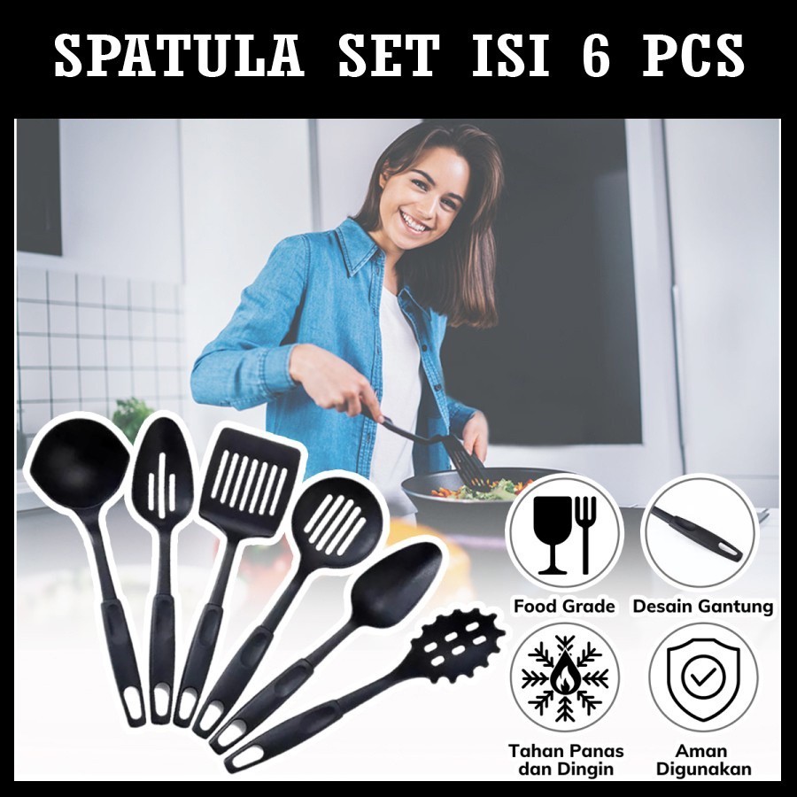 Peralatan Set Alat Masak 6PCS Spatula Plastik Tahan Panas Anti Lengket