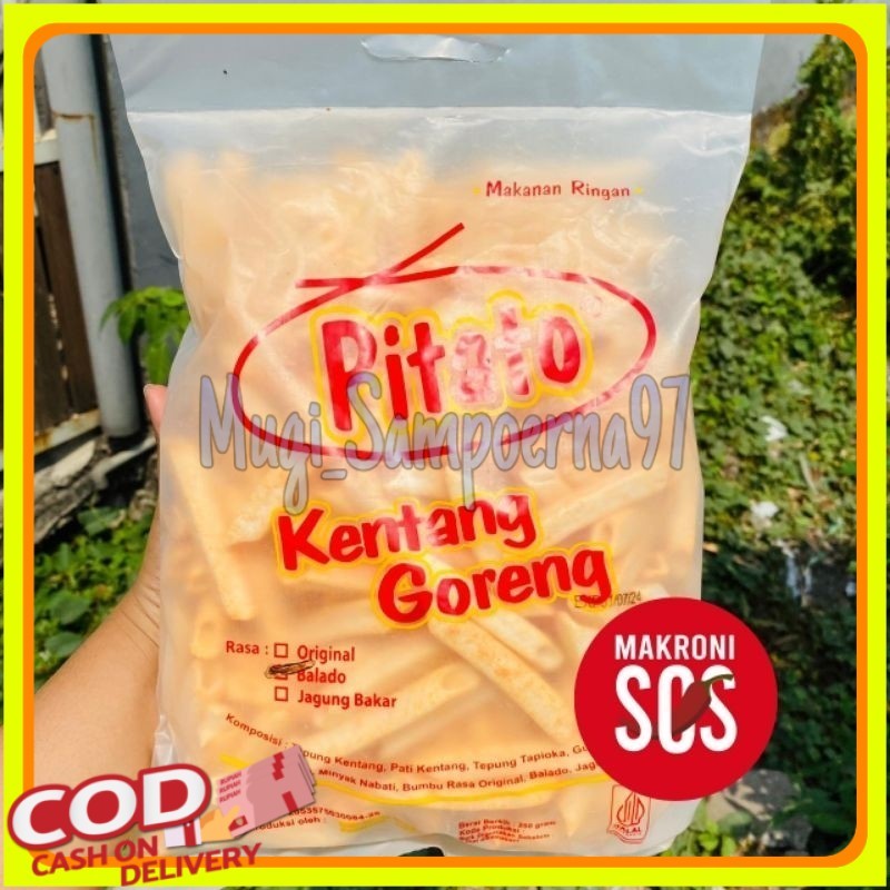 

Makaroni SOS - Pitato Snack Kentang Goreng Balado Pedas Kemasan 250Gr