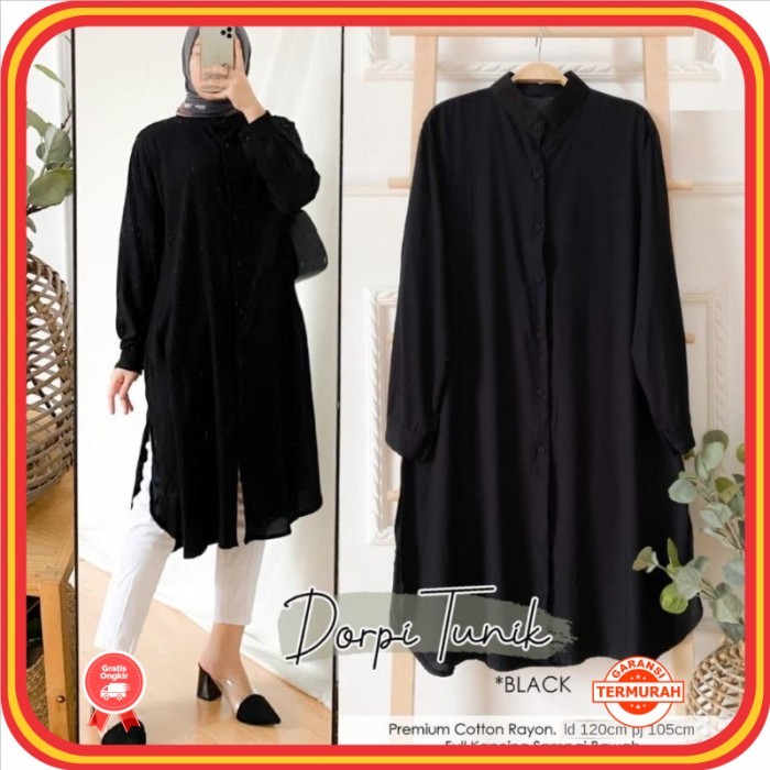 Tunik Muslim Wanita Keren Premium Berkualitas Style Korea /PROMO DORPI TUNIK/LONG TUNIK JUMBO RAYON 