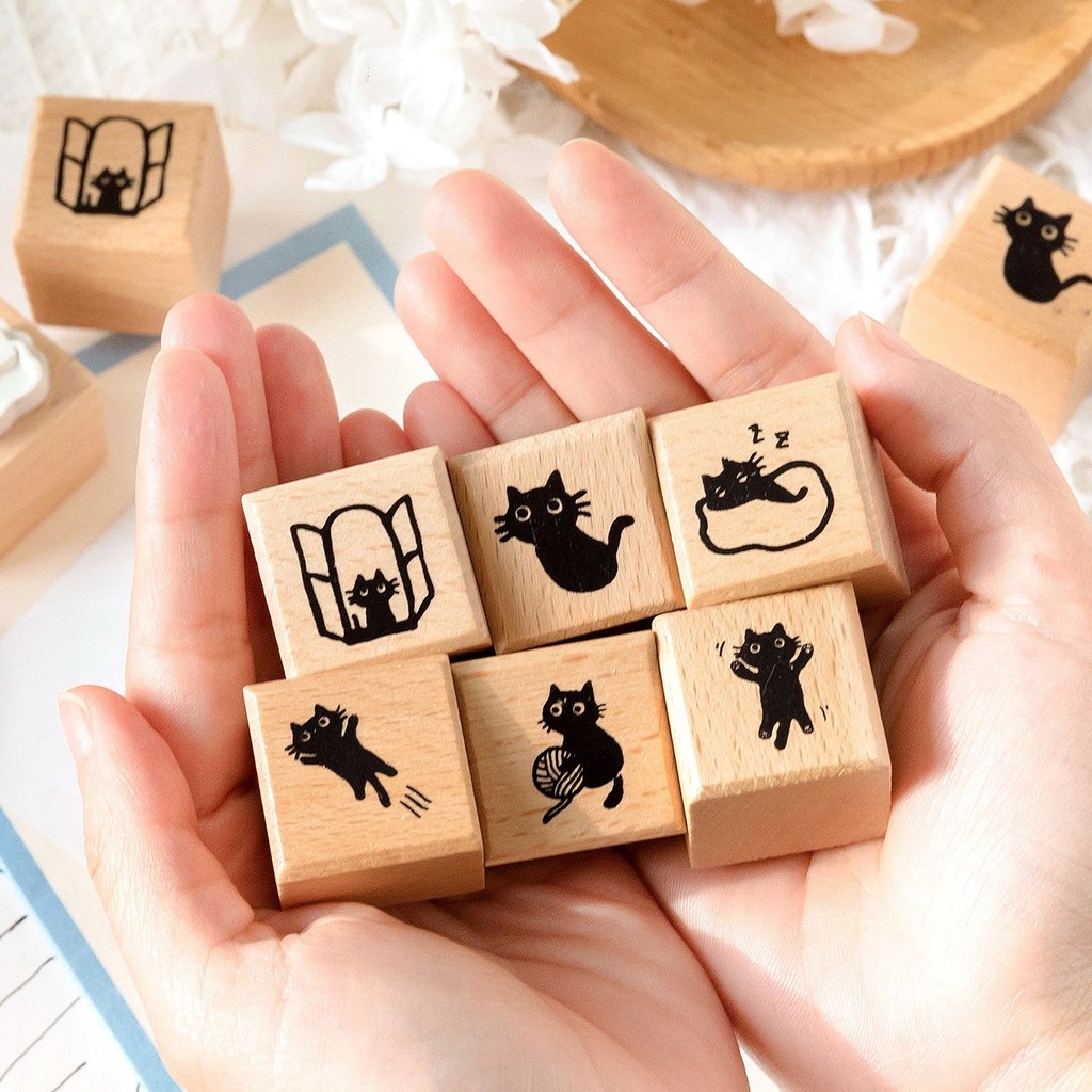 

Wood Rubber Stamps Cat Design Wooden Mounted Rubber Stamp For DIY Crafting Scrapbook Painting Letters Diary Card Making
