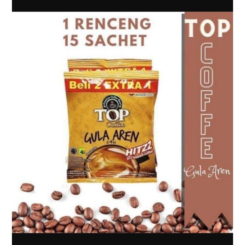 Top Gula Aren Coffee Hitzz 1 Renceng isi 15 pcs kopi grosir distributor supplier sembako warung toko