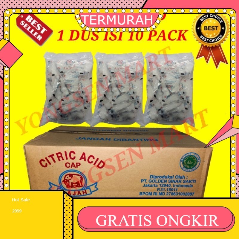 

( 1 DUS ) citric acid cap gajah 1 DUS asam citrun pemutih pembersih isi 5kg