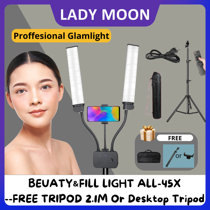 Lady Moon⭐GARANSI 1 TAHUN⭐Professional Glamlight Ring Light Tripod (Remote Control & Tripod tas) Ria