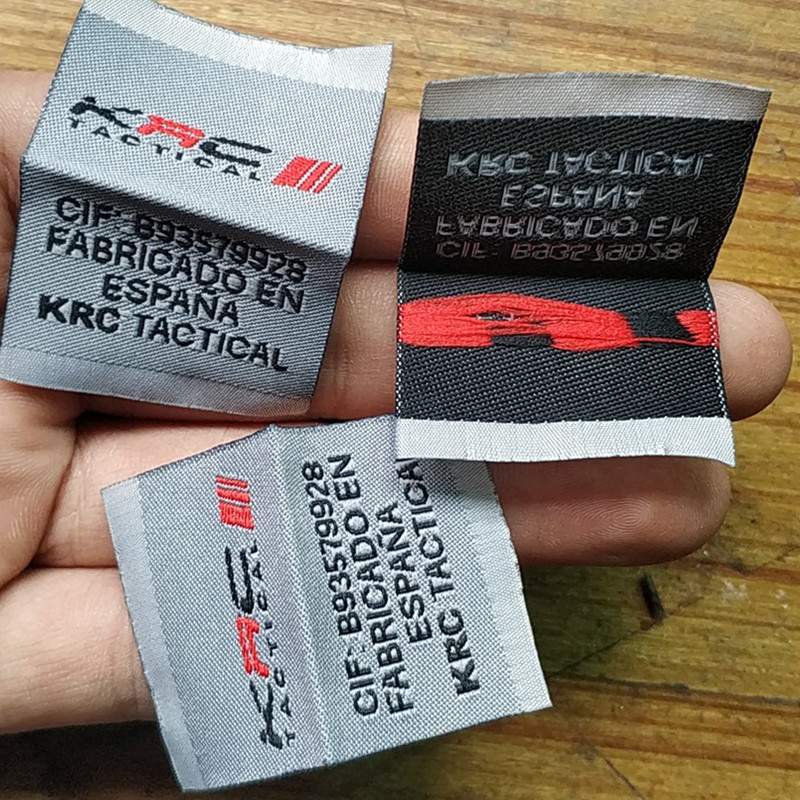

500pcs Custom grey damask Garment Labels for Shirt 3.5 * 5 cm loop fold polyester clothing woven label