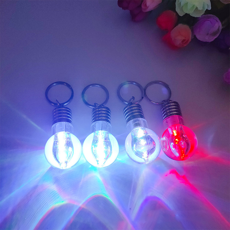 Novelty Lighting Mini LED Light Bulb Keychain Key Ring Illuminate Cartoon Car Key Ring Lamp Pendant 