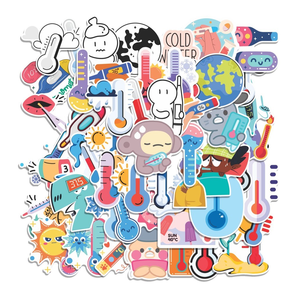 

COD 50 Pcs Stiker Temperatur Lucu Anti Air Untuk Dekorasi Notebook Sepeda Skateboard Handphone
