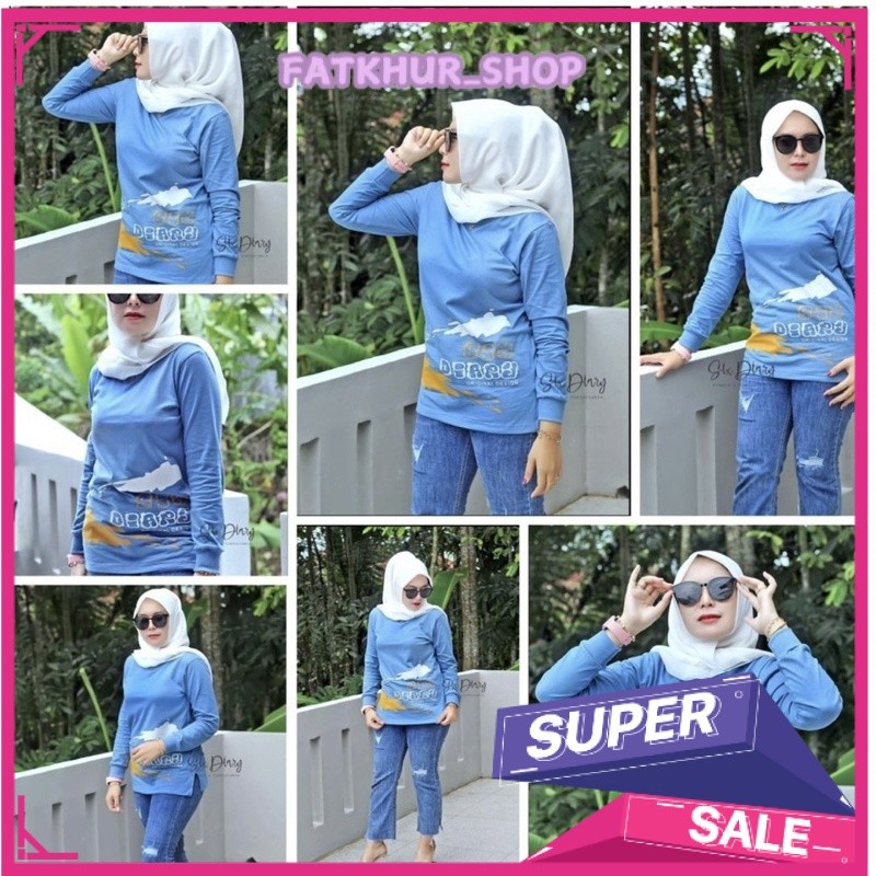 Baju Wanita Fashion wanita Kaos Wanita Atasan Wanita Kaos Lengan Panjang Wanita Six Diary Motif JEAN