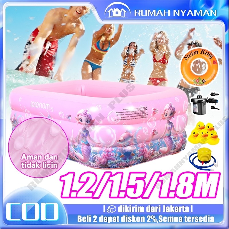 New kolam renang 1.2/1.5/1.8M kolam renang anak jumbo stock 3ring Kolam Balon Anak Renang Anak Pool 