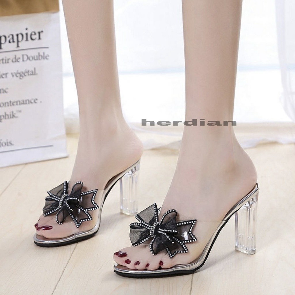 herdian noval 07 pita sandal heels wanita hak kaca