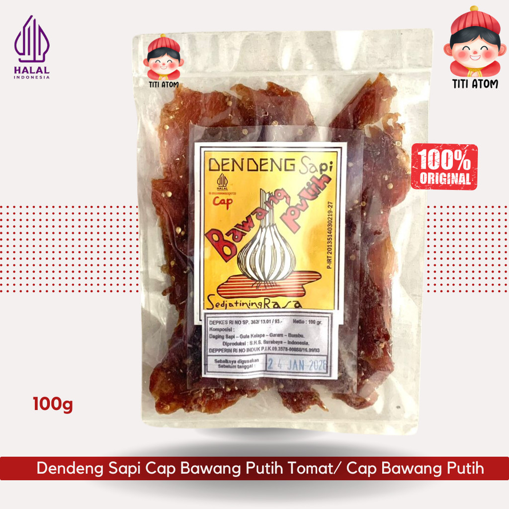 

Dendeng Sapi Cap Bawang Putih atau Bawang Putih Tomat (1 Pabrik) 100g
