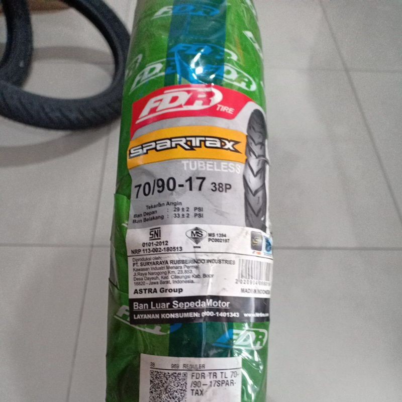 Ban Luar Tubeless 70/90-17 FDR Ban Luar Depan Motor Bebek