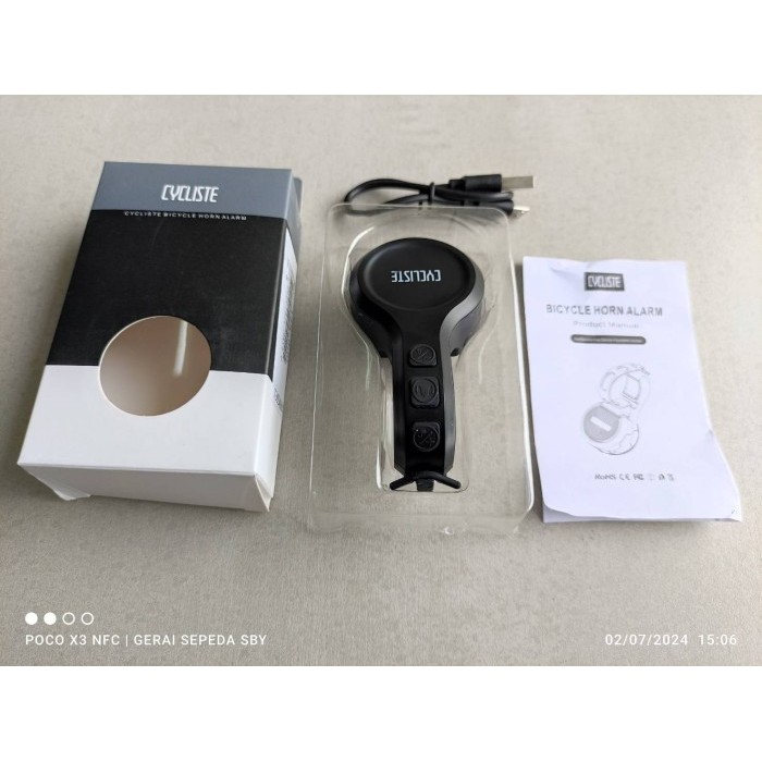 Bel Sepeda CYCLISTE BICYCLE HORN ALARM Bell Electric Maxi USB Black