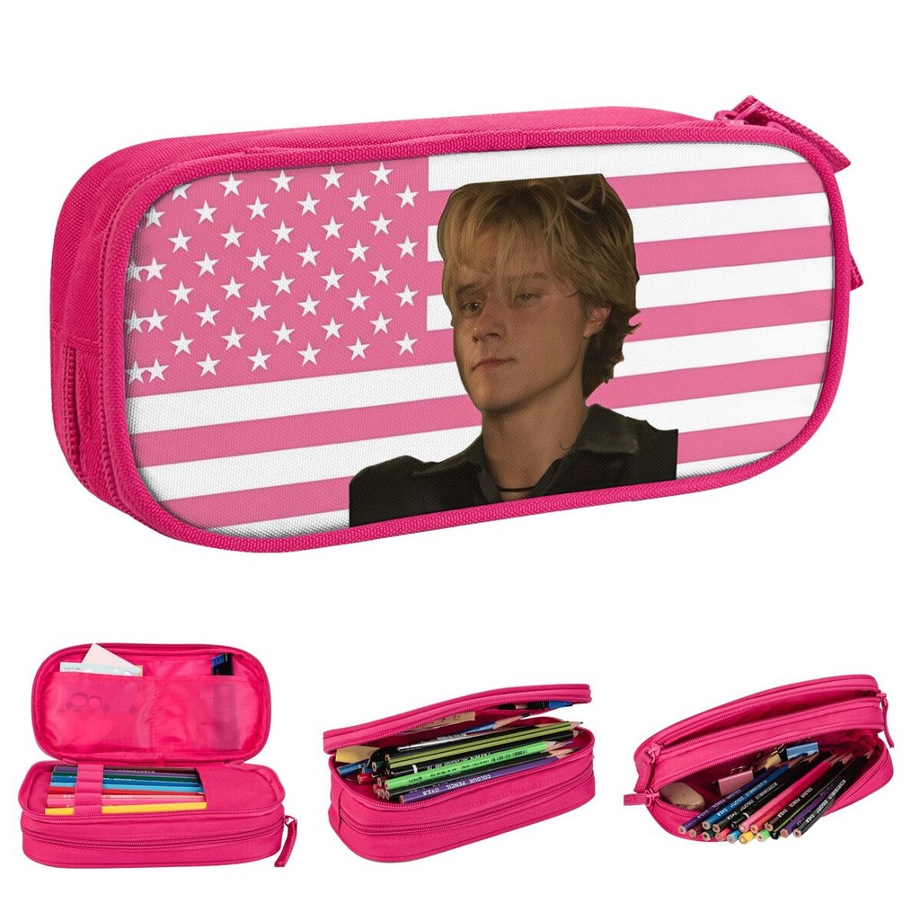 

JJ Outerbanks American Flag Pencil Cases Pencilcases Pen Box for Girl Boy Large Storage Bags Office Gift Stationery