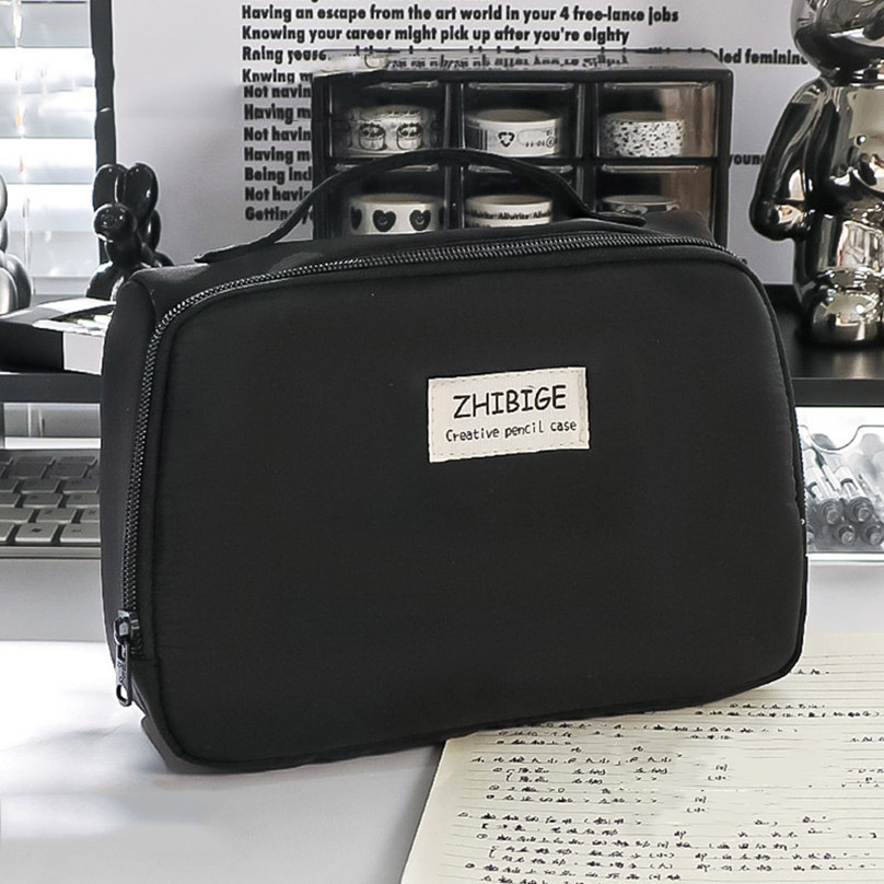 

Pencil Case Black Stationery Pencil Box Storage Trousse Large Capacity School Supplies Kalemlik Estuche Escolar Pencil Pouch