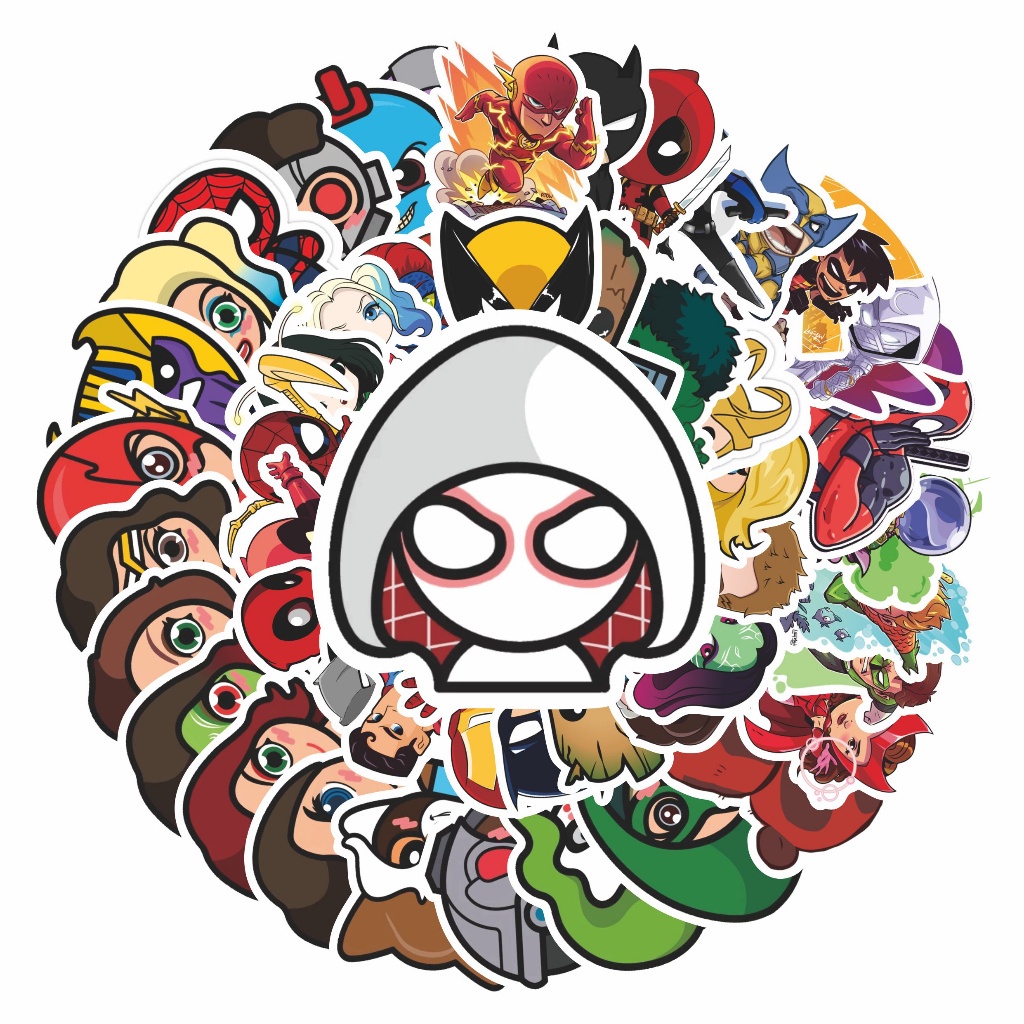 

COD✨ 100 Pcs Stiker Motif Kartun Chibi Marvel Anti Air Untuk Dekorasi Notebook Sepeda Skateboard Handphone DIY