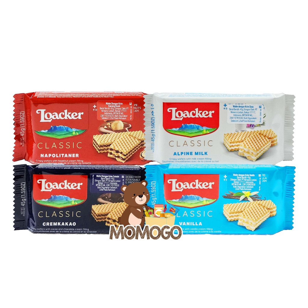 

LOACKER WAFER CLASSIC VANILLA/CREMKAKAO/NAPOLITANER/ALPINE MILK