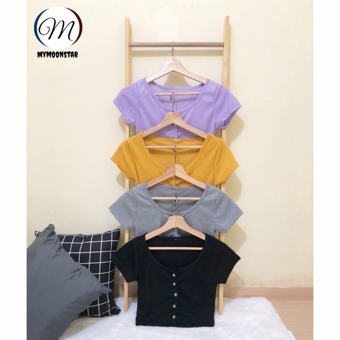 CROP TOP JUMBO / BAJU CROP / KAOS WANITA / KAOS CROP / KROP TOP BIG - BLACK