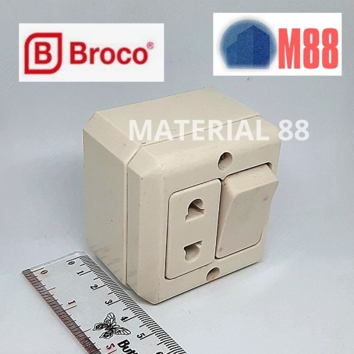 BROCO Stop Kontak Saklar Single OB - Sakelar Tunggal Colokan Outbow