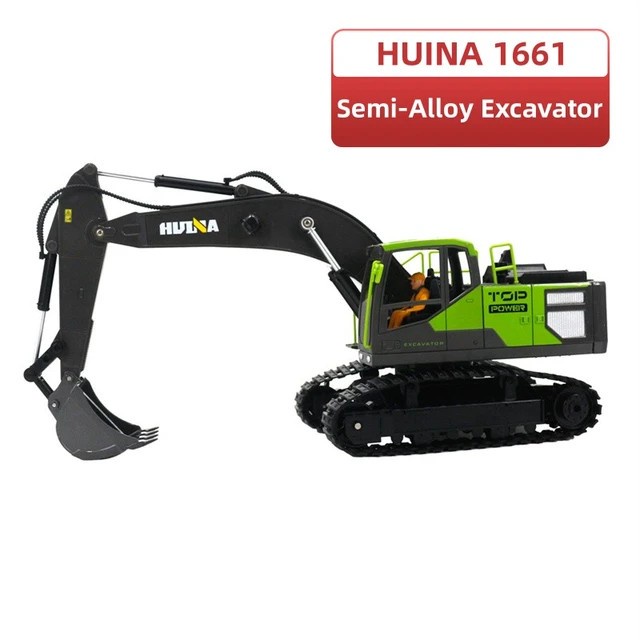 Miniatur Alat Berat HUINA 1661 RC Excavator Diecast Bucket 11CH 1/18 Scale 2.4Ghz
