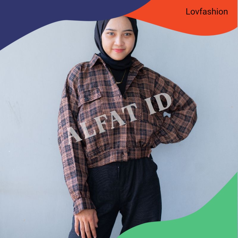 jaket wanita flanel semi woll /parka kemeja flanel