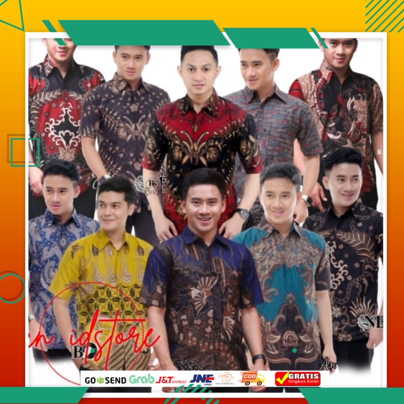 BAJU BATIK PRIA KEREN MODEL BARU /COD Hem Batik Pria Lengan Pendek Size M L XL XXL