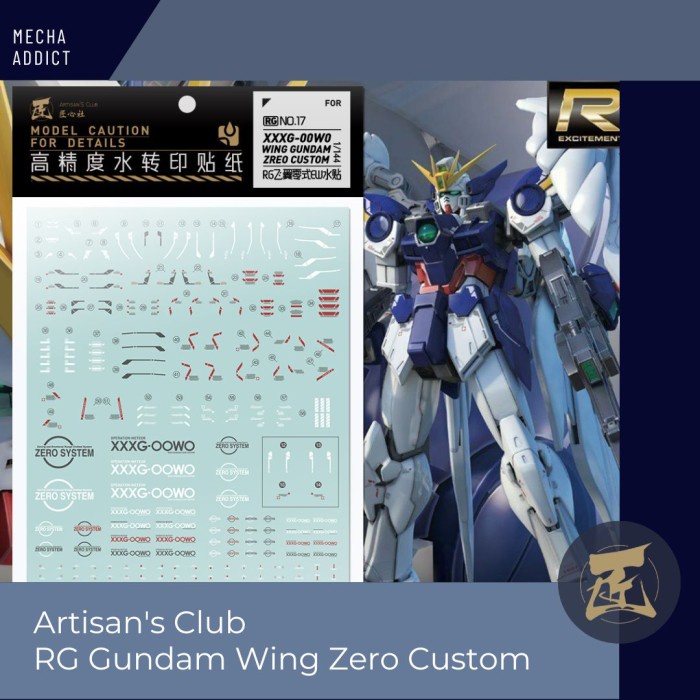 Water Slide Decal RG Gundam Wing Zero Custom by Artisan's club