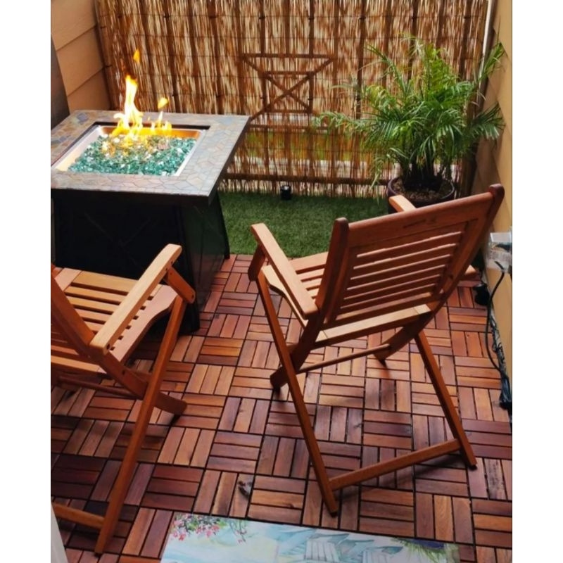 DECKING TILE KAYU JATI SUDAH CAT FINISHING UKURAN 30X30 CM - LANTAI KAYU JATI - DECKING KAYU OUTDOOR