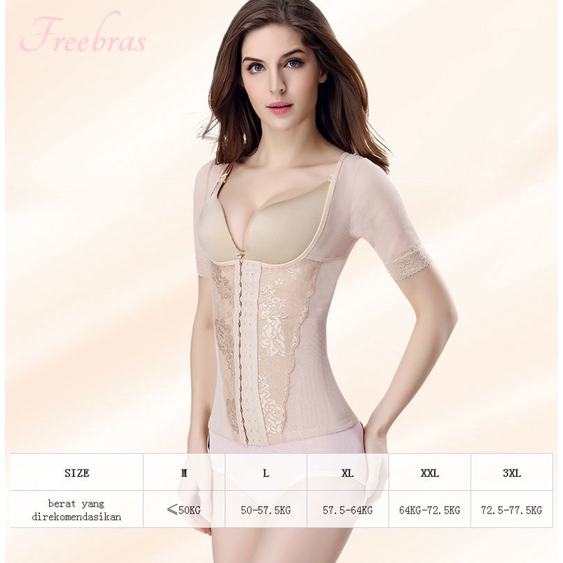 Wanita Lengan Korset Pendek Perut Postpartum Tiga Kancing Shapewear Korset Munafie Pelangsing Korset Perut