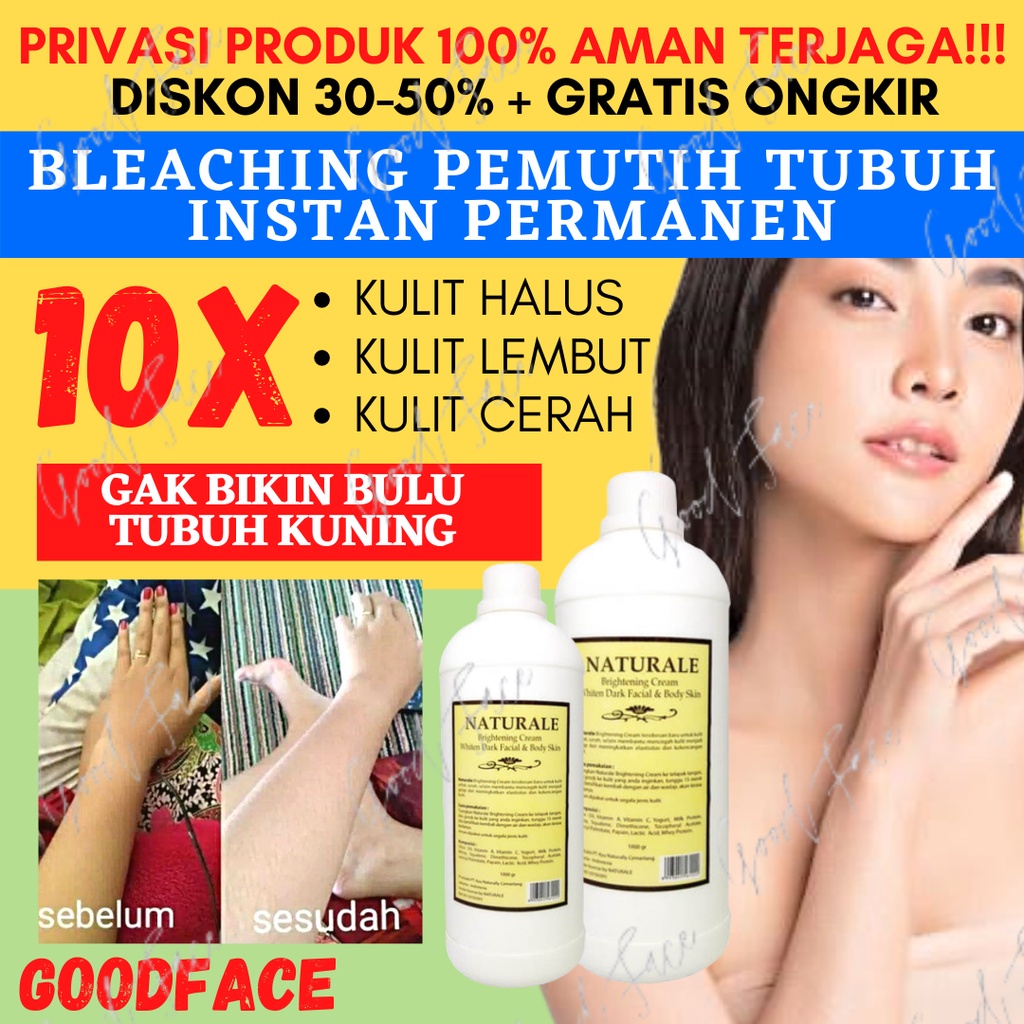 PEMUTIH BADAN PERMANEN BLEACHING BADAN NATURALE 1000GR ORIGINAL BLEACING BADAN PEMUTIH KULIT BLECING BADAN PEMUTIH BADAN AMPUH PEMUTIH BADAN PERMANEN BPOM CREAM PEMUTIH BADAN