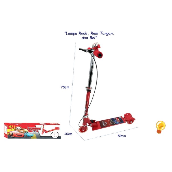 MAINAN ANAK SKUTER BISA DILIPAT TRENDING MASA KINI 3 RODA INJAK KAKI RED SCOOTER