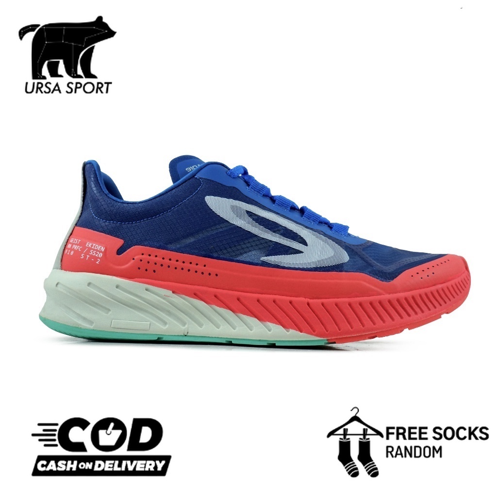 Sepatu Lari 910nineten  GEIST EKIDEN  1.0 - Biru Teal/Merah Coral
