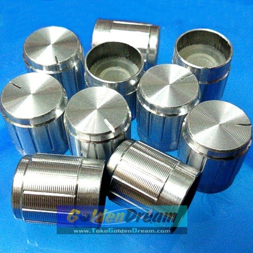 Knob Potensio Aluminium Silver Tutup Potensiometer Volume Putar Adjust