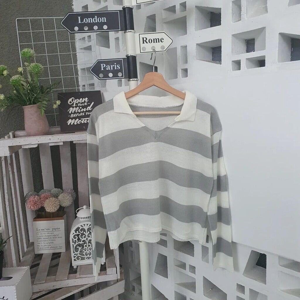 Sweater Rajut Oversize Atasan Knitted Fuji Outer Rajut Trendy-3