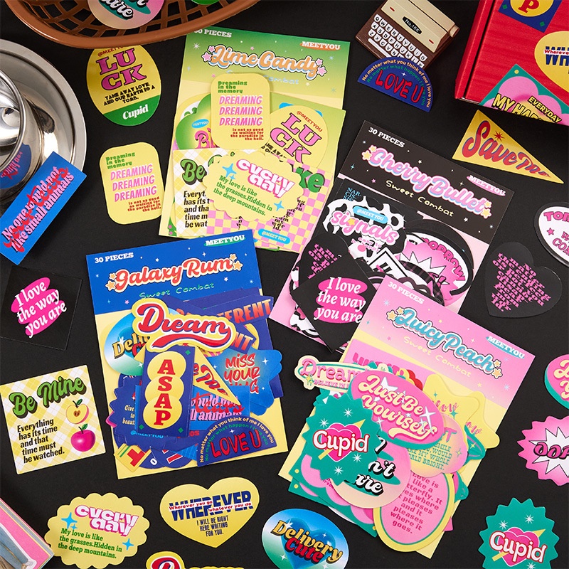

[HARU] 30pcs Sweet Combat Series Sticker Pack Stiker Journal DIY Scrapbook Decor Korean Stickers Photocard Deco Photocard Stiker