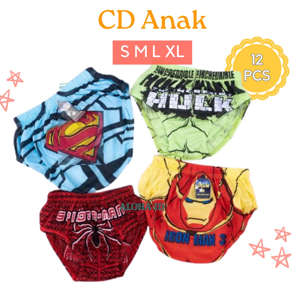 12 PCS Celana Dalam Anak Cowok Superhero