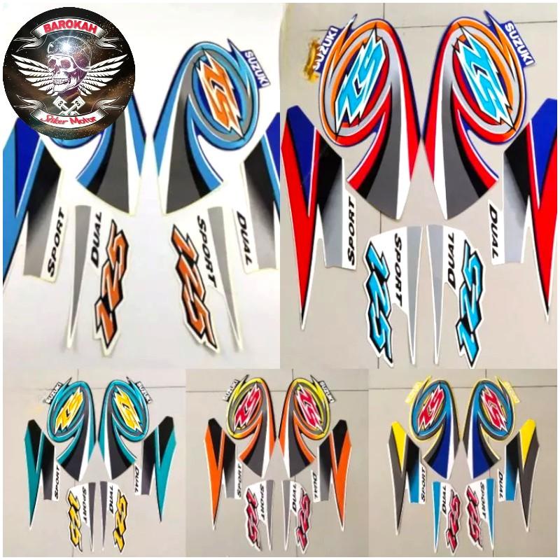 AJS Striping Stiker  motor suzuki ts 125 ts125 2004 2005 biru putih List Bodi standar    Sticker Bis