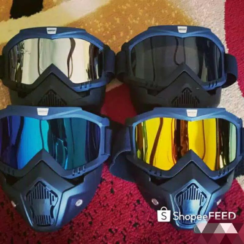 Kacamata Masker Helm Motor Retro Bogo Klasik Penutup Hidung Kacamata